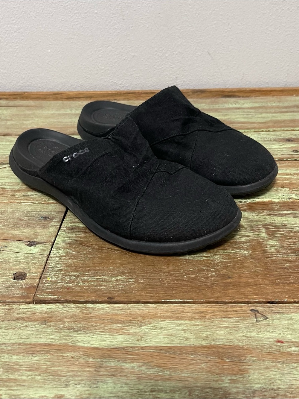 Crocs Dual Comfort Slip On Mules Fabric Casual Lightweight Womens 9